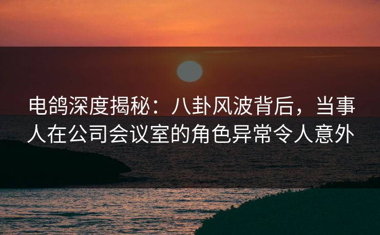 电鸽深度揭秘：八卦风波背后，当事人在公司会议室的角色异常令人意外