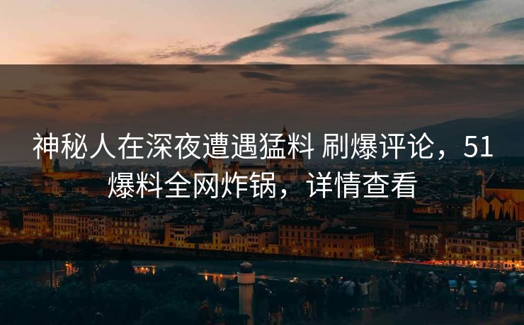 神秘人在深夜遭遇猛料 刷爆评论，51爆料全网炸锅，详情查看